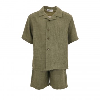 Παιδικό σετ με πουκάμισο για αγόρια Nekidswear χακί