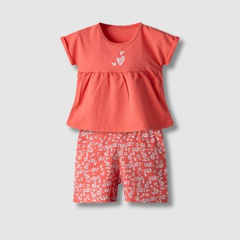Βρεφικό σετ με ποδηλατικό κολάν για κορίτσια Nekidswear κοραλί
