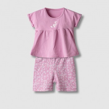 Βρεφικό σετ με ποδηλατικό κολάν για κορίτσια Nekidswear ροζ