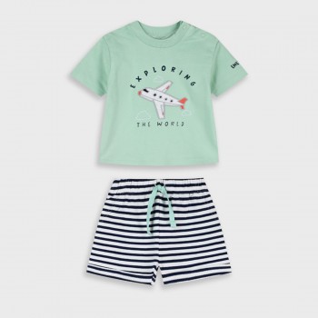 Βρεφικό σετ για αγόρια Energiers μέντα- ριγέ