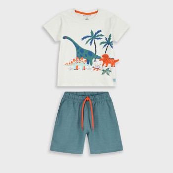 Παιδικό σετ με βερμούδα για αγόρια Energiers εκρού- πετρόλ