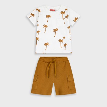 Παιδικό σετ με βερμούδα για αγόρια Energiers εκρού- καφέ