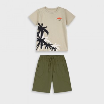 Παιδικό σετ με βερμούδα για αγόρια Energiers μπεζ-χακί