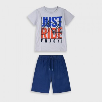 Παιδικό σετ με βερμούδα για αγόρια Energiers γκρι-μπλε