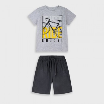 Παιδικό σετ με βερμούδα για αγόρια Energiers γκρι-μαύρο