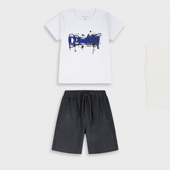 Παιδικό σετ με βερμούδα για αγόρια Energiers λευκό -μαύρο