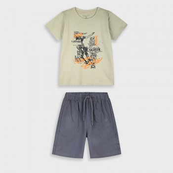 Παιδικό σετ με βερμούδα για αγόρια Energiers μπεζ-ανθρακί