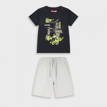 Παιδικό σετ με βερμούδα για αγόρια Energiers μαύρο-μπεζ