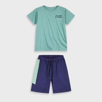 Παιδικό σετ με βερμούδα για αγόρια Energiers  πράσινο- μαρέν