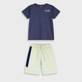Παιδικό σετ με βερμούδα για αγόρια Energiers μαρέν- μπεζ