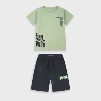 Παιδικό σετ με βερμούδα για αγόρια Energiers φυστικί- μαύρο