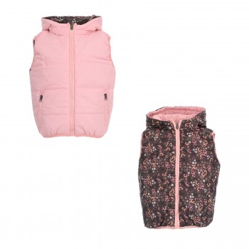 Παιδικό αμάνικο μπουφάν διπλής όψης για κορίτσια Energiers ροζ- φλοράλ