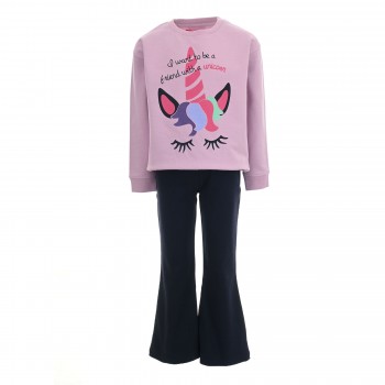 Παιδικό σετ με κολάν καμπάνα για κορίτσια Energiers λιλά-μαρέν