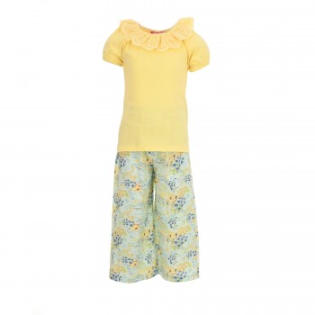Παιδικό σετ με παντελόνα για κορίτσια Energiers κίτρινο-φλοράλ βεραμάν