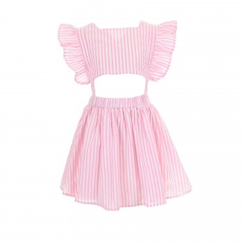 Παιδικό φόρεμα για κορίτσια Energiers cut out ριγέ ροζ