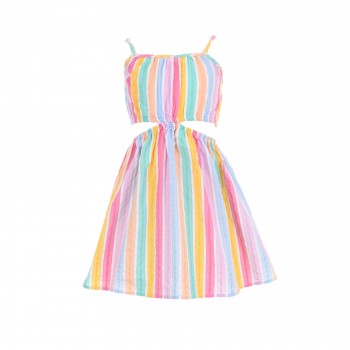 Παιδικό φόρεμα για κορίτσια Energiers cut out ριγέ πολύχρωμο