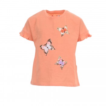 Παιδική μπλούζα για κορίτσια Energiers με πεταλούδες ροδακινί