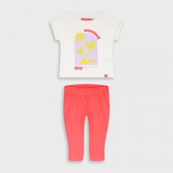 Παιδικό σετ με κάπρι κολάν για κορίτσια Energiers άσπρο-καρπουζί