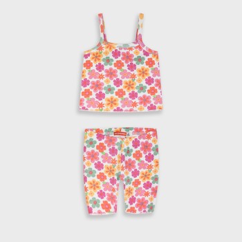 Παιδικό σετ με ποδηλατικό κολάν για κορίτσια Energiers  ροζ φλοράλ