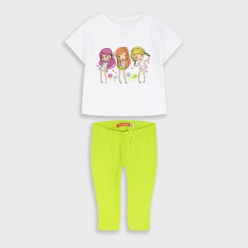 Παιδικό σετ με κολάν κάπρι για κορίτσια Energiers λευκό- λαχανί