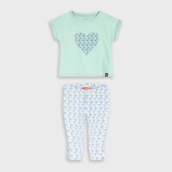 Παιδικό σετ με κολάν για κορίτσια Energiers τιρκουάζ- φλοραλ