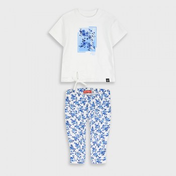 Παιδικό σετ με κολάν κάπρι για κορίτσια Energiers λευκό-φλοράλ