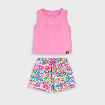 Παιδικό σετ με σορτς για κορίτσια Energiers ροζ- φλοράλ