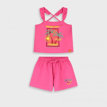 Παιδικό σετ με σορτς για κορίτσια Energiers φουξ
