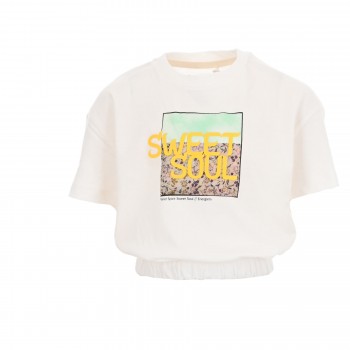 Παιδική μπλούζα cropped για κορίτσια Energiers ''sweet soul'' εκρού