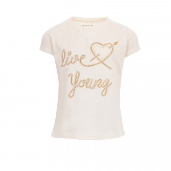 Παιδική μπλούζα για κορίτσια Energiers εκρού ''live young''