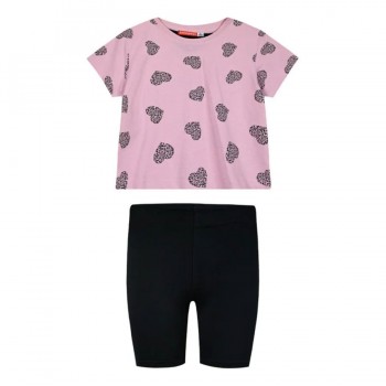 Παιδικό σετ με ποδηλατικό κολάν για κορίτσια Energiers ροζ- μαύρο