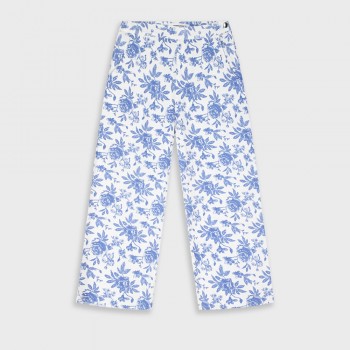 Παιδικό παντελόνι για κορίτσια Energiers λευκό-σιέλ