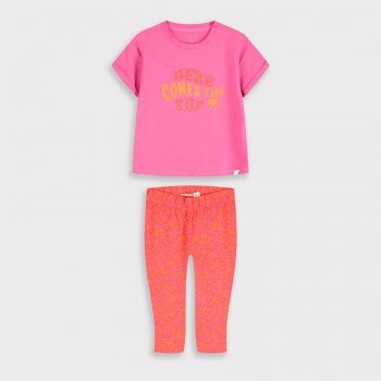 Παιδικό σετ με κάπρι κολάν για κορίτσια Energiers φουξ-φλοράλ