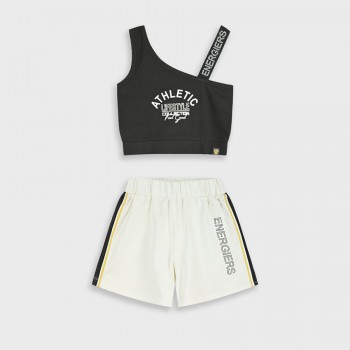 Παιδικό σετ με σορτς για κορίτσια Energiers μαύρο-εκρού