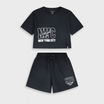 Παιδικό σετ με σορτς για κορίτσια Energiers μαύρο
