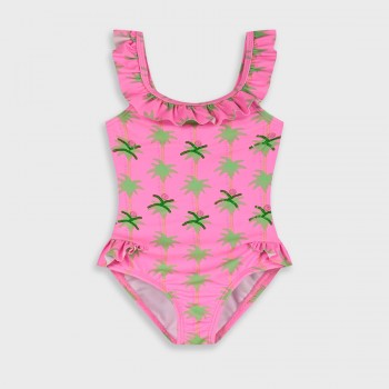 Παιδικό ολόσωμο μαγιό για κορίτσια Energiers ροζ με φοίνικες