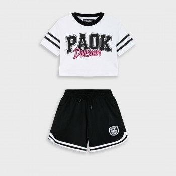Παιδικό σετ με σορτς PAOK FC για κορίτσια Energiers λευκό- μαύρο