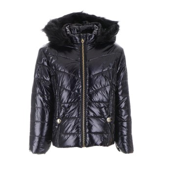 Τζάκετ με γούνα στην κουκούλα και λάστιχο στο τελείωμα των μανικιών