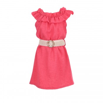 Παιδικό φόρεμα για κορίτσια Can kids με ζώνη φουξ