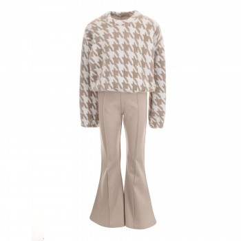 Παιδικό σετ με παντελόνα για κορίτσια Can kids εκρού-μπεζ