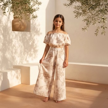 Παιδικό σετ με παντελόνα για κορίτσια Can Kids εκρού- μπεζ