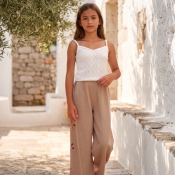 Παιδικό σετ με παντελόνα για κορίτσια Can Kids εκρού-μπεζ