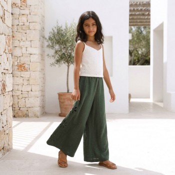 Παιδικό σετ με παντελόνα για κορίτσια Can Kids λευκό-πράσινο