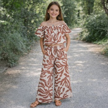 Παιδικό σετ με παντελόνα για κορίτσια Can Kids καφέ