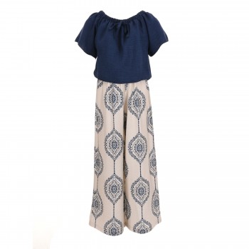 Παιδικό σετ με παντελόνα για κορίτσια Can Kids  μπλε μαρέν-εκρού