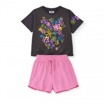Παιδικό σετ με σορτς για κορίτσια Nathkids ανθρακί-ροζ