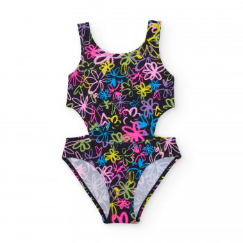 Παιδικό μαγιό ολόσωμο για κορίτσια Nathkids μαύρο print