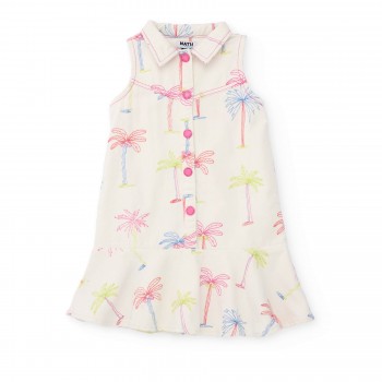 Παιδικό φόρεμα τζιν με φοίνικες  για κορίτσια Nathkids λευκό