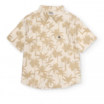 Παιδικό πουκάμισο με φοίνικες  για αγόρια Nathkids καφέ