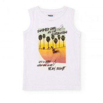 Παιδική μπλούζα αμάνικη για αγόρια Nathkids λευκή